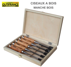 OUTIFRANCE - Coffret De 5 Ciseaux à Bois Qualité Professionnelle 6 / 10 / 15 / 20 / 25 Mm