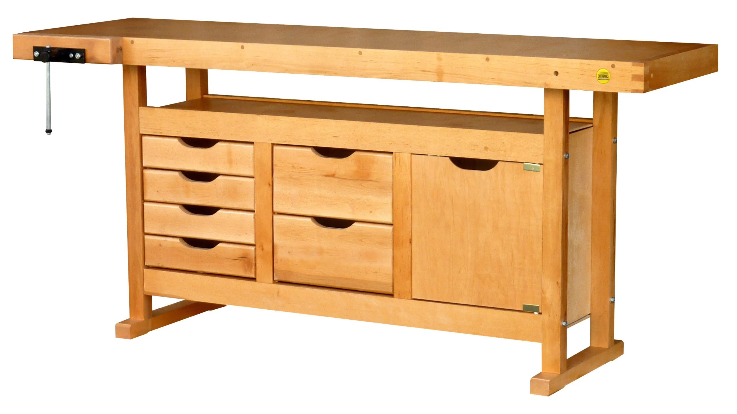 OUTIFRANCE - 0013117 Etabli Bois Menuisier à Caisson 1750x500 Mm - 1 Porte / 6 Tiroirs