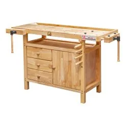 HOLZMANN - WB138C - Établi En Bois Massif Longueur De 1380 Mm Avec 3 Tiroirs